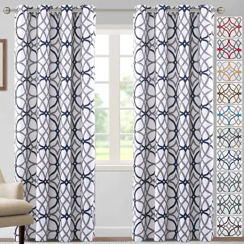 Miniatura 20 de H.VERSAILTEX Cortinas opacas con diseño impreso de 54 pulgadas de largo, juego de 2 paneles de cortinas con aislamiento térmico para dormitorio
