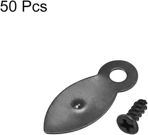 Miniatura 3 de uxcell Botón de giro de marco, 7/8 pulgadas de metal plano con tornillos para colgar imágenes, fotos, dibujos y carteles, 50 piezas (negro)