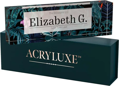 Miniatura 14 de Placa de nombre personalizada para escritorio, placas de nombre personalizadas de 2½/x8 pulgadas, acrílico transparente grueso, caja de regalo