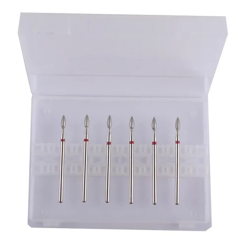 Miniatura 3 de Juego de brocas para cutícula de diamante en forma de llama, 6 piezas, kit de brocas de manicura Pro Dry de 3/32