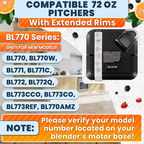 Miniatura 5 de Tapa de repuesto para licuadora Ninja, solo se adapta a la nueva jarra de extensión de llanta, compatible con los modelos BL770 BL770W BL771 BL771C