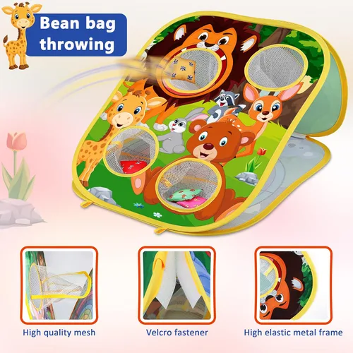 Miniatura 2 de Juego de lanzamiento de bolsas de frijoles de animales, juego de lanzamiento al aire libre, suministros de fiesta familiar para niños, regalo
