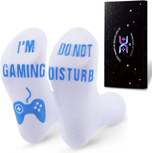 QAPIZM Calcetines para juegos "No molestar, estoy jugando", ideas de regalo para hombres, día de San Valentín, niños, niños, calcetines para