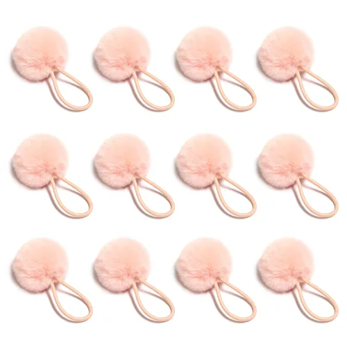 Miniatura 9 de SUSULU Bandas elásticas de pelo sintético de conejo con pompón para mujer, banda de goma con soporte de cola de caballo de 2.0 in, accesorios 6