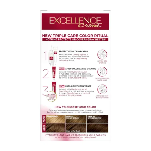 Miniatura 10 de L'Oreal Paris Excellence Crème Tinte Permanente para el Cabello, Color de Cabello de Triple Cuidado con Complejo Pro-Keratina para Cobertura 100%