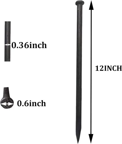 Miniatura 2 de Estacas de metal para paisaje, 12 pulgadas, 25 piezas de estacas de anclaje para bordes de carpa, bordes de pavimentación, estacas de césped