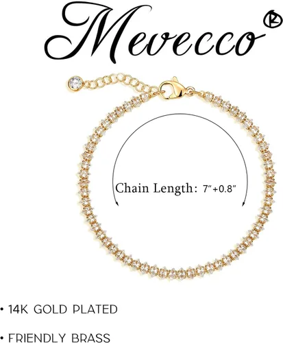 Miniatura 5 de MEVECCO - Brazalete para mujer, chapado en oro de 14 quilates, cadena delicada, joyería simple, bonita, hecha a mano y minimalista para ella