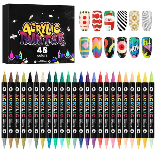 Miniatura 8 de 1 unidad de lápices blancos para arte de uñas, Kalolary 0.5mm marcadores de arte de uñas, punto de grafiti, lápiz de puntos, pincel de dibujo