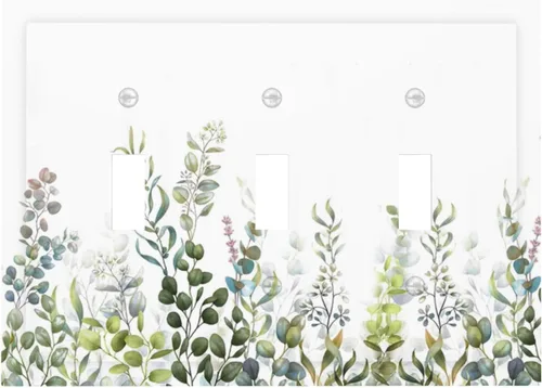 Miniatura 18 de Hojas de eucalipto, vegetación, flores de vid, sencillez, cubiertas decorativas de salida de 1 pandilla, placa de pared para interruptor de luz