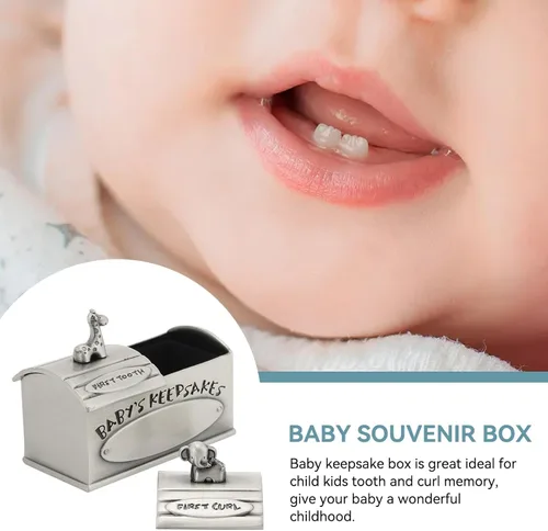 Miniatura 4 de Caja de recuerdos para bebé, diseño de dibujos animados, cajas de recuerdo con tapas, caja de dientes de bebé, para niños, primer rizo y dientes