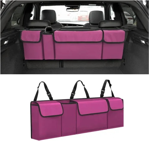Miniatura 8 de AUCELI Organizador de Maletero para Auto, Organizador Colgante Grande para Asiento Trasero con Correas Ajustables, Bolsa de Carga Plegable