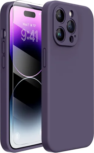Miniatura 195 de Miracase Funda diseñada para iPhone 13, con protector de pantalla de vidrio templado, forro de microfibra suave antiarañazos, funda de goma