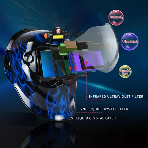 Miniatura 7 de TRQWH Casco de soldadura de oscurecimiento automático con campana de soldadura de color real con luz solar, 2 sensores de arco, máscara de soldadura