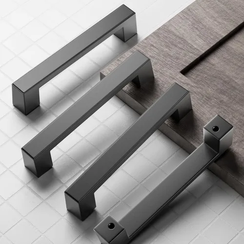 Miniatura 8 de Cobbe Paquete de 10 manijas cuadradas color negro mate para gabinetes de 3 pulgadas (2.992 in), tiradores de gabinete de cocina, tiradores de cajón