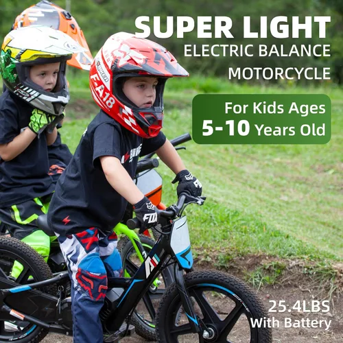 Miniatura 2 de Bicicleta eléctrica ligera AIII para niños, motocicleta eléctrica de 170/340W hasta 10/12MPH, batería desmontable de 24V, frenos duales operados a
