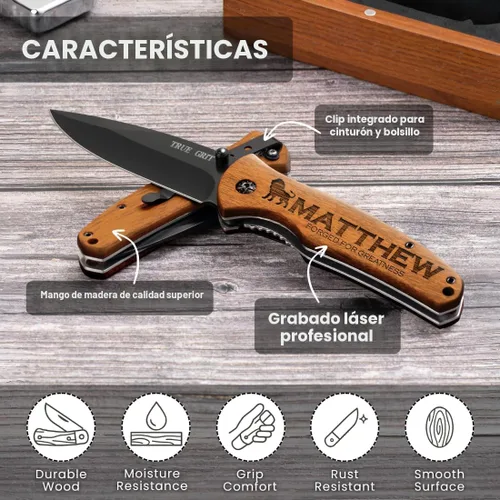 Miniatura 5 de Regalos de navaja personalizada para hombres, cuchillo de caza para él, regalo de Navidad personalizado para papá, novio, regalo grabado