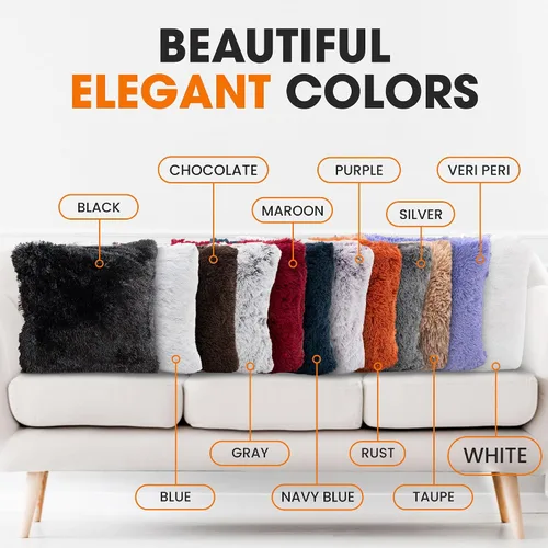 Miniatura 6 de Cheer Collection Almohadas Decorativas para Sofá y Cama, Almohadas Decorativas Suaves de Pelo Largo con Rellenos Incluidos, Acogedoras Almohadas