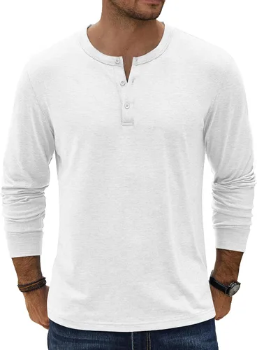 Miniatura 23 de COOFANDY Camiseta Henley de Manga Larga para Hombre Camisas Pullover Casuales Ligeras Camisetas Básicas Suaves Elásticas Tops de Otoño