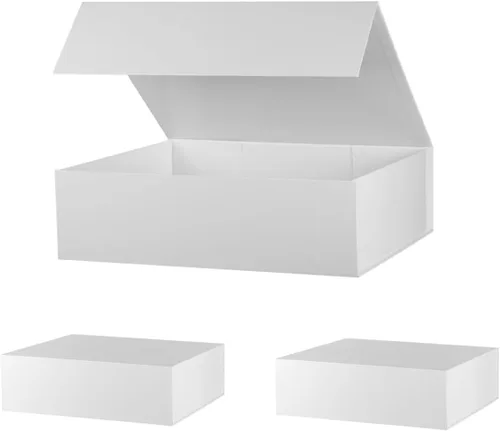 Miniatura 10 de Caja de regalo negra extragrande de 19 x 16 x 6 pulgadas, enorme caja rectangular plegable con tapa cierre magnético para propuesta de padrino