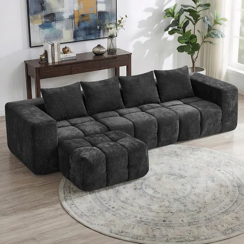 Miniatura 24 de Sofá biplaza modular sin huesos de 78.7 pulgadas, sofá de nube copetudo con asiento profundo, sofá de felpilla para sala de estar, sofá comprimido