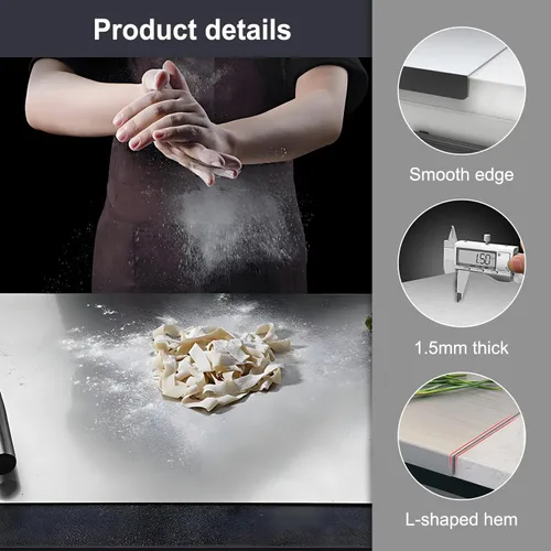 Miniatura 5 de Tabla de cortar de acero inoxidable 304 - Tabla de cortar de cocina de acero inoxidable antideslizante, apta para lavavajillas, ideal para carne