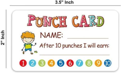 Miniatura 3 de Tarjeta perforadora, 100 tarjetas de incentivo de recompensa para profesores, tabla de comportamiento para niños, suministros de aula de escuela