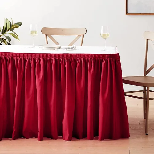Miniatura 51 de LA Linen Falda de mesa de popelina de poliéster para mesas rectangulares, tela plisada para banquetes de boda, 14 pies por 29 pulgadas de largo