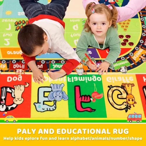 Miniatura 3 de Alfombra de ABC para niños para sala de juegos 59"×39.4" Alfombra de juego para bebés, alfombra de alfabeto, alfombra de animales, números, formas