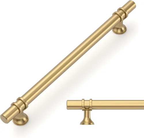 Miniatura 9 de Amerdeco ZH0050 - Paquete de 10 pomos de bronce champán para gabinetes, barra en T de 2 pulgadas, manijas de gabinete de cocina, manijas