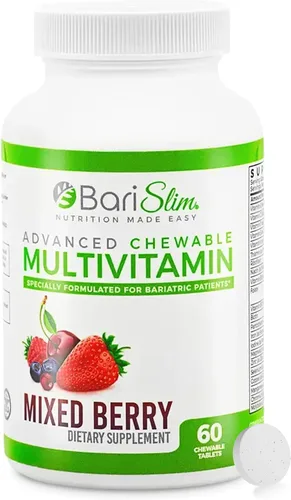 BariSlim Tabletas multivitamínicas bariátricas masticables avanzadas, vitamina bariátrica y suplemento para cirugía posbariátrica, incluyendo bypass
