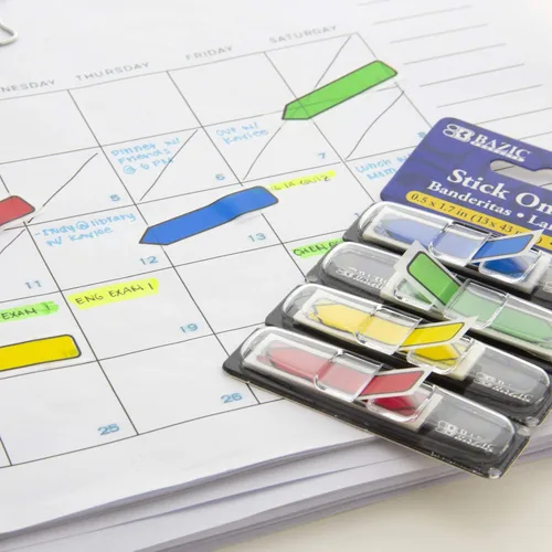 Miniatura 2 de BAZIC Products Dispensadores de marcadores de página de neón, notas adhesivas para materiales de estudio, uso de oficina y marcadores de página