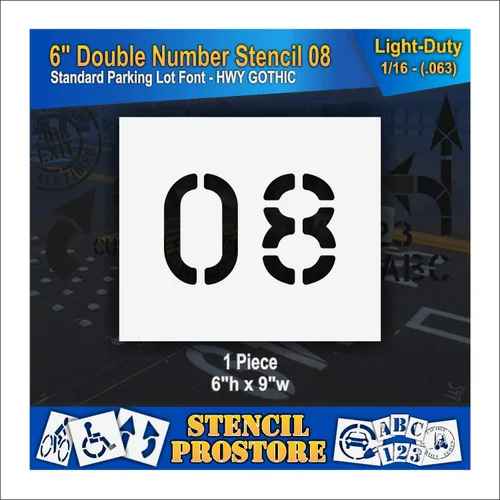 Miniatura 174 de Plantillas para pavimento, bordillo y WheelStop, plantilla de doble número de 6 pulgadas, (52) - 6 x 9 x 1/16 pulgadas (63 mil) - Resistentes