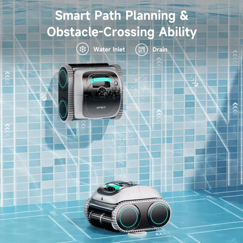 Miniatura 9 de WYBOT Aspiradora robótica C1 para piscina enterrada y sobre el suelo, robot limpiador inalámbrico 4 en 1, limpieza de paredes y líneas de flotación