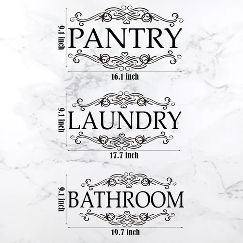 Miniatura 2 de Outus 3 calcomanías de pared para puerta de cuarto de baño y lavandería, letrero grande, decoración de pared, calcomanías de vinilo para decoración
