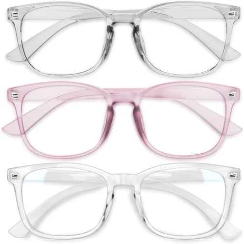 Miniatura 27 de Gaoye - Paquete de 3 anteojos de bloqueo de luz azul, falsos, cuadrados, de moda, anti rayos UV, para computadora, juegos, para mujeres/hombres