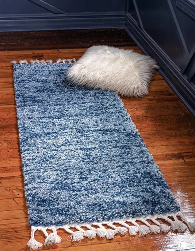 Miniatura 14 de Unique Loom Hygge Shag Collection - Alfombra moderna de inspiración marroquí, afelpada y acogedora, 2.2 x 3 pies, color azul/azul marino