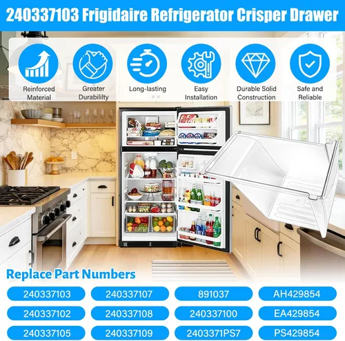 Miniatura 4 de Paquete de 2 cajas para refrigerador, 240337103 mejoradas, compatibles con cajones Frigidaire de repuesto 240337102 Kenmore para refrigerador, cajón