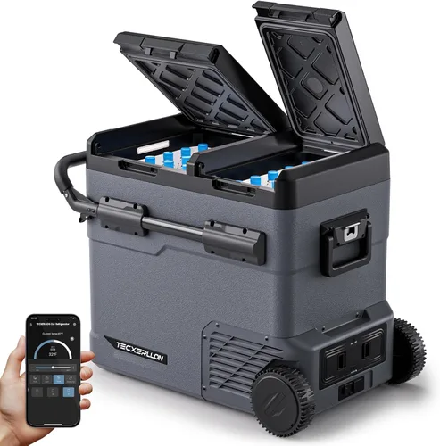 Miniatura 11 de TECXERLLON Refrigerador eléctrico de doble zona para automóvil de 12 voltios, congelador portátil de 40 cuartos de galón con control de APP