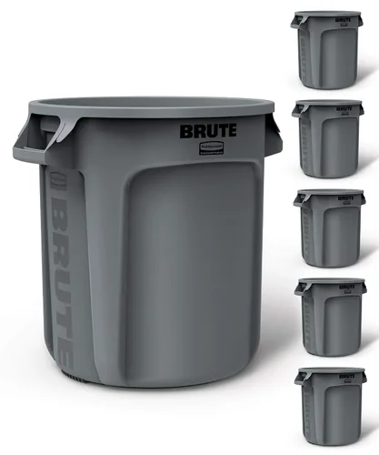 Rubbermaid Commercial Products BRUTE - Bote de basura redondo de alta resistencia, 10 galones, color gris, contenedor de residuos para exteriores