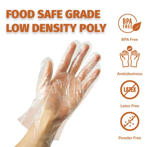 Miniatura 2 de GORILLA SUPPLY 500 Guantes Desechables Premium Libres de BPA de Plástico Poli PE LDPE para Cocina Manipulación de Alimentos Preparación de Alimentos