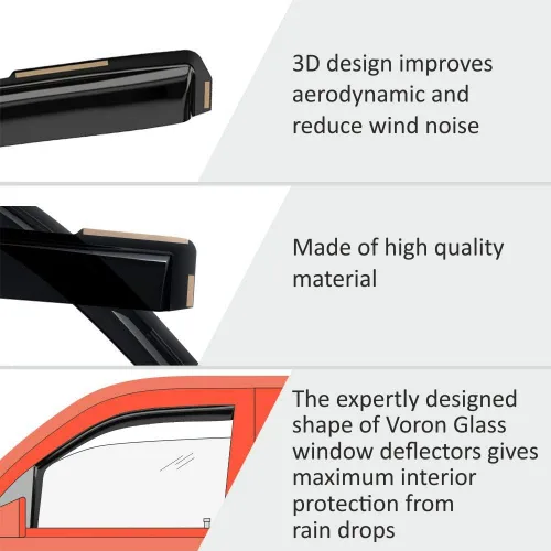 Miniatura 4 de Voron Glass Protectores de lluvia extra duraderos en canal para Hyundai Tucson 2022-2026, deflectores de ventana, viseras de ventana de ventilación