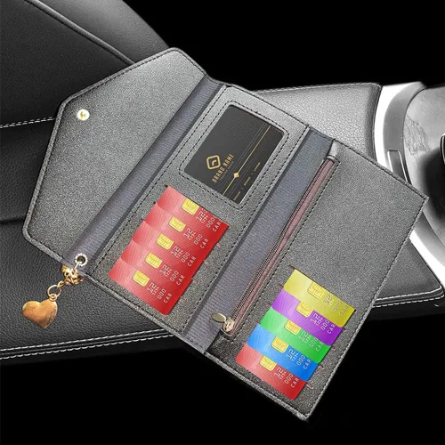 Miniatura 4 de ikasus Bling Bling - Funda para tarjetas con bolsillo de piel, con cremallera, multifuncional, de gran capacidad, con diamantes de imitación