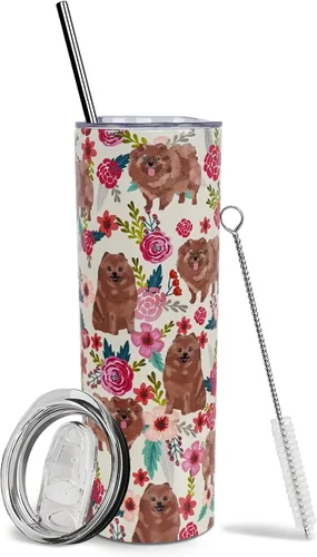 Miniatura 45 de Dachshund - Vaso de viaje aislado de acero inoxidable de 20 onzas con asa y pajilla, regalo para mujer, para el Día de la Madre, a prueba de fugas