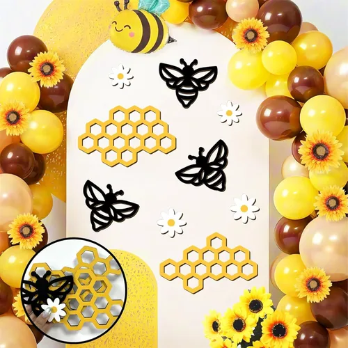 Miniatura 12 de Calcomanías de pared hexagonales de panal de abeja, vinilo geométrico, peine de miel, decoración de paredes doradas, despegar y pegar