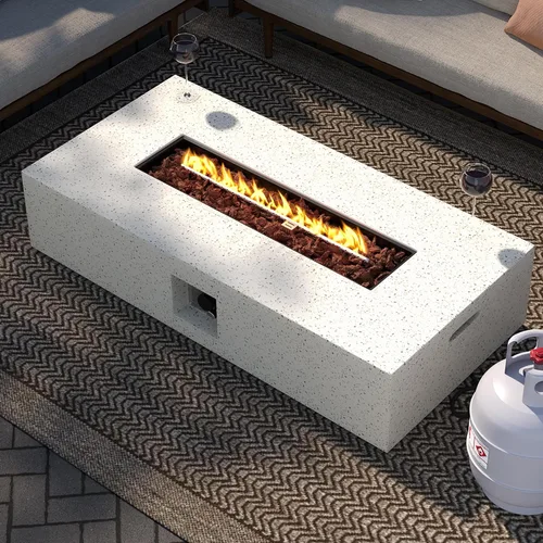 Miniatura 19 de SUNBURY Mesa de fuego de propano para exteriores de 35 pulgadas, mesa de fuego gris para patio de 50,000 BTU, mesa de fuego cuadrada de gas