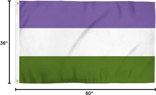Miniatura 7 de FlagJoint - Bandera de Genderqueer de 3 x 5 pies, bandera del orgullo LGBTQ+, colores vibrantes, resistente a los rayos UV, ojales de latón