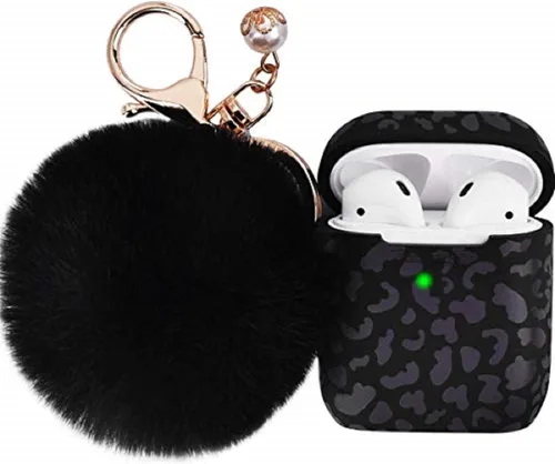 Filoto Compatible con Funda para Airpod 2 y 1, Lindos Accesorios Protectores de Silicona Fundas/Llavero/Pompón, Mejor Regalo para Niñas y Mujeres,