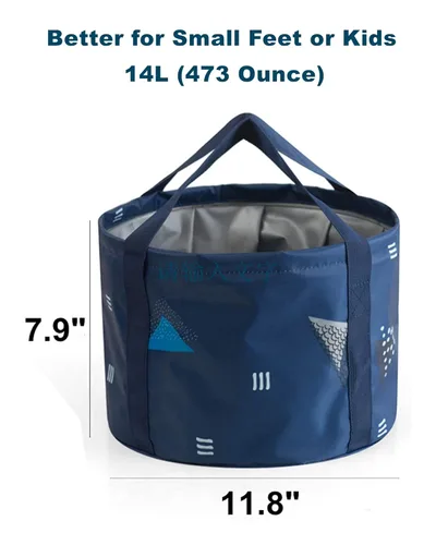 Miniatura 2 de Bolsa de baño plegable para pies de 14L con asas para niños, cubo de spa de pedicura portátil para pies para viajes y camping Rosa