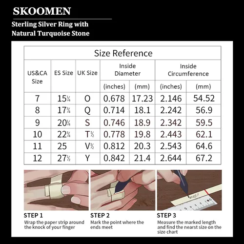 Miniatura 6 de SKOOMEN Men's Rings in Sterling Silver, Silver Ring with Black Agate Stone, Silver Men Ring with Turquoise Stone, Handmade Statement Ring with Lapis