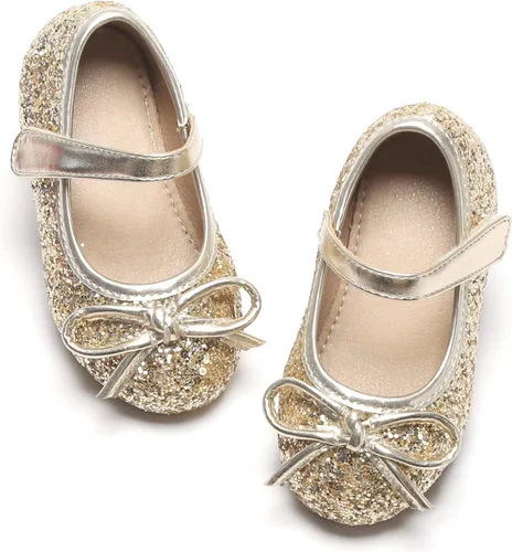 Otter MOMO Zapatos planos de bailarina para niña, con lazo decorativo, ideales para llevar con vestido y combinan bien con flores, para escuela,